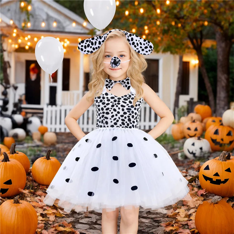 New Tutu Skirt Set Children's Clothing Animal Cos Elk Halloween Clothing Little Cat Mesh Girls' Dress School Performance Dress