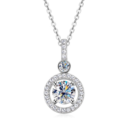 925 Silver Full Moissanite Pendant Necklace Certified 6.5mm D Color Lab Created Diamond Necklace for Women Quality Jewelry Gift
