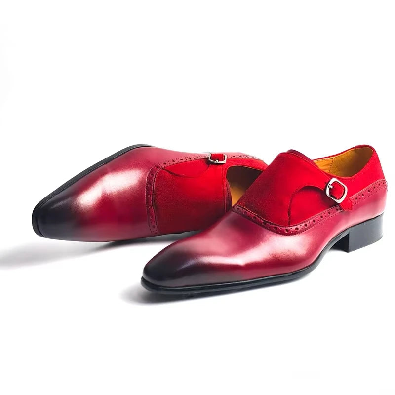 Men's Handmade Cow Suede&Leather Loafers Slip-On Comfortable Casual Shoes for Office,Wedding Non-Slip Sole, Solid Pattern Design