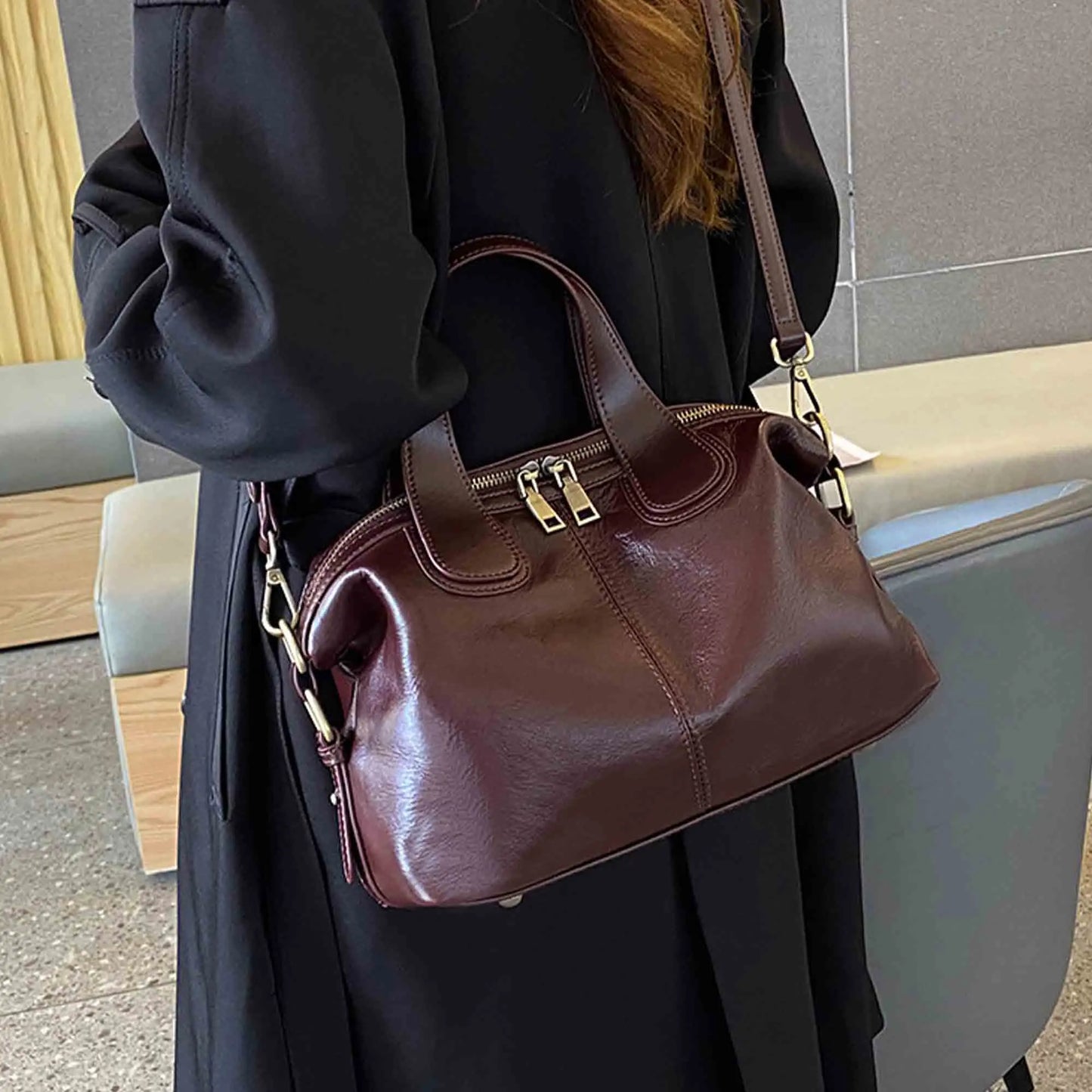 MS Genuine Leather Woman Bags Luxury Retro Shoulder Handbag Vintage Lady Messenger Casual Tote Crossbody Purses Black 2023 New
