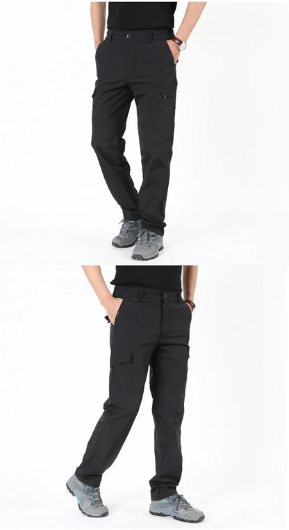 New Tactical Pants Men Winter Outdoor Work Casual Cargo Trousers Waterproof Fleece-lined Pants Elastic Hiking Traveling Workwear