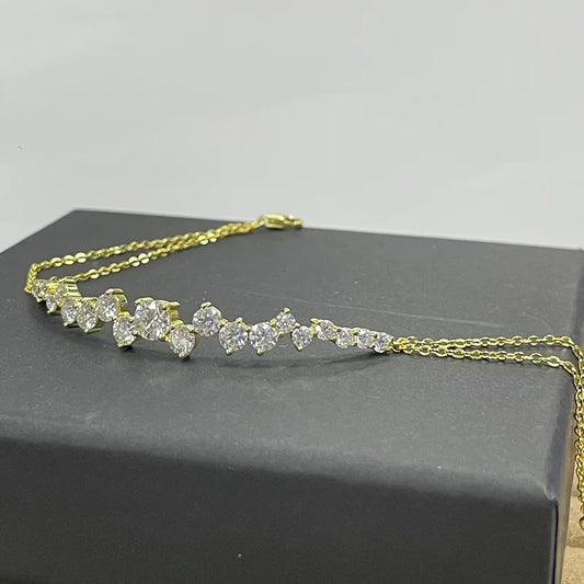 Bracelet en Moissanite avec Certificat, en Argent Sterling 925, Bracelets Réglables à Double Chaîne pour Femmes, Cadeau de Bijoux de Mariage