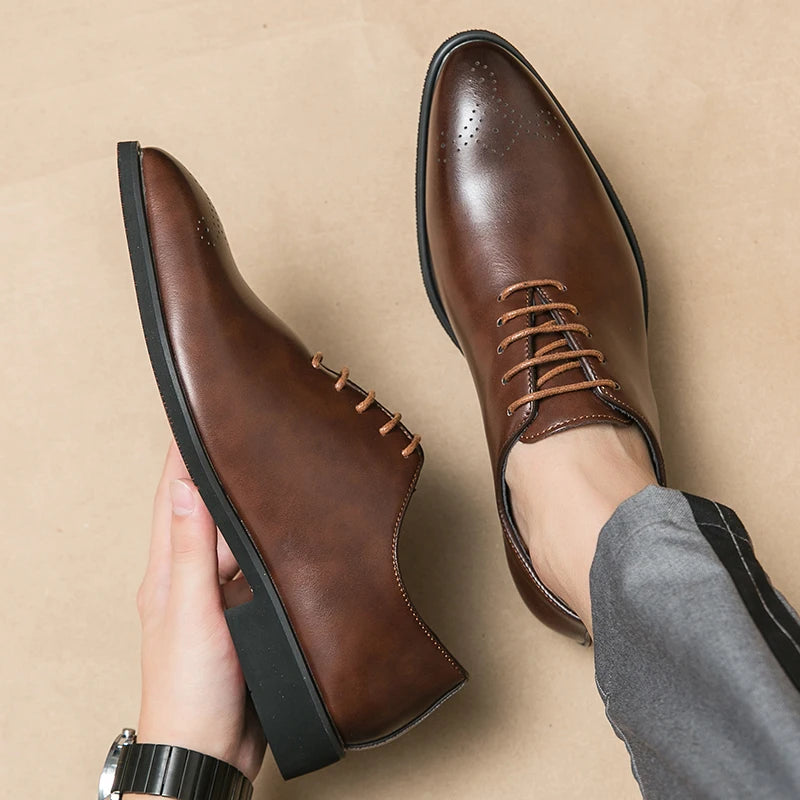Men's Genuine Leather Dress Shoes Classic Oxford Soft Comfortable Lining Non-Slip Rubber Sole Business Office Formal Occasions