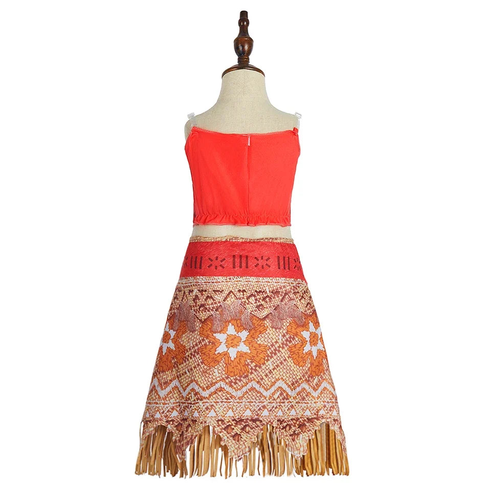 New Moana 2 Dress for Girl Vaiana Cosplay Clothes Kids Single Shoulder Princess Costume Children Halloween Carnival Party Outfit