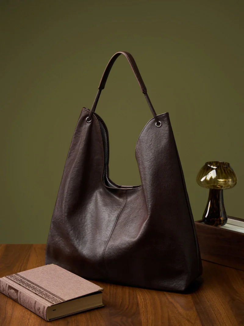New Women's Large Capacity Genuine Leather Handbag Fashion Single Shoulder Underarm Bag for Ladies Commuting Stylish Girls Bag