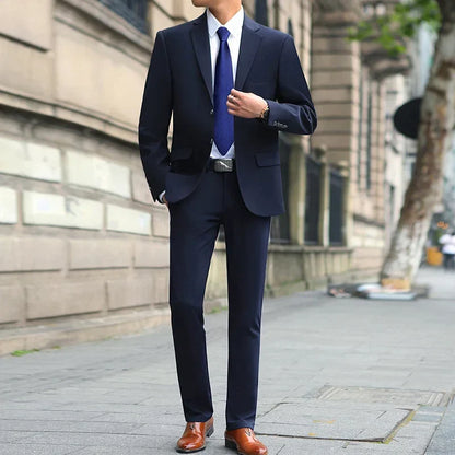 Men's M-10XL Spring New Wedding Fashion Handsome Suit Business Cargo Trousers Plus Size Two Sets Fat Friendly Clothing