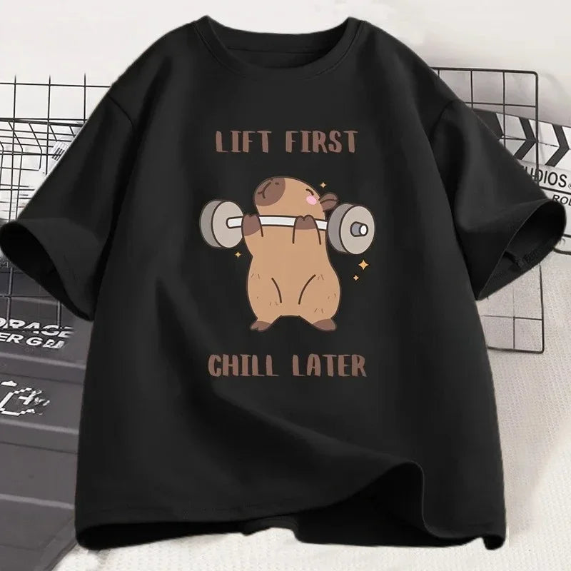 Plus Size Capybara Gym T-Shirt Women Sports Tee Workout Fitness T Shirt Top Unisex Softstyle Women Tshirt Clothes Women Clothing