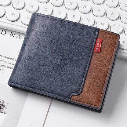 New men's frosted large capacity wallet, business triple fold thin zipper, soft leather wallet, short wallet