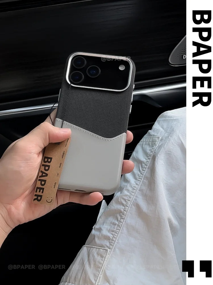 Case For iPhone 17 Pro Max Air Leather and Fabric Splicing Texture Card Insertion Magnetic Phone Cover For iPhone 17 Pro Shell