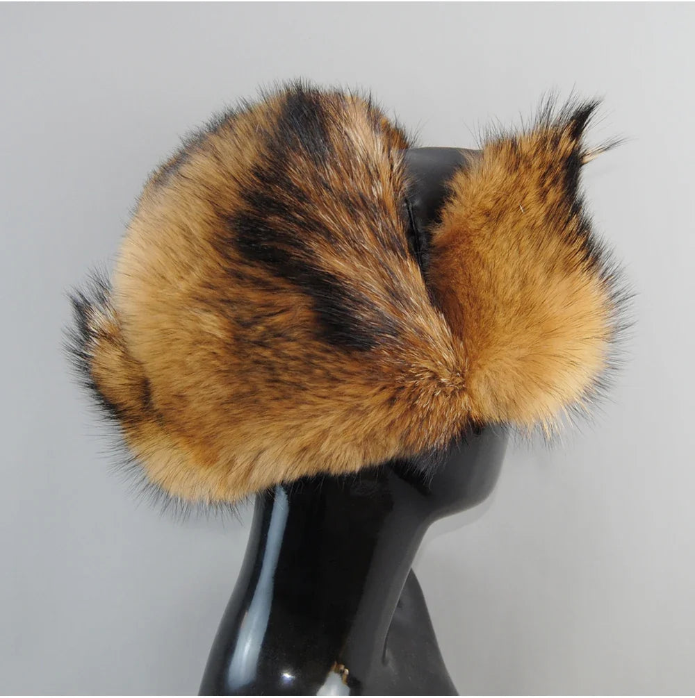 Winter Outdoor Windproof Ski Caps Warm Bomber Hat For Men Real Dog Fur Russian Leather Hat Ushanka Thick Warm Cap With Ear Flaps