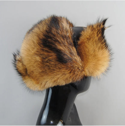 Winter Outdoor Windproof Ski Caps Warm Bomber Hat For Men Real Dog Fur Russian Leather Hat Ushanka Thick Warm Cap With Ear Flaps
