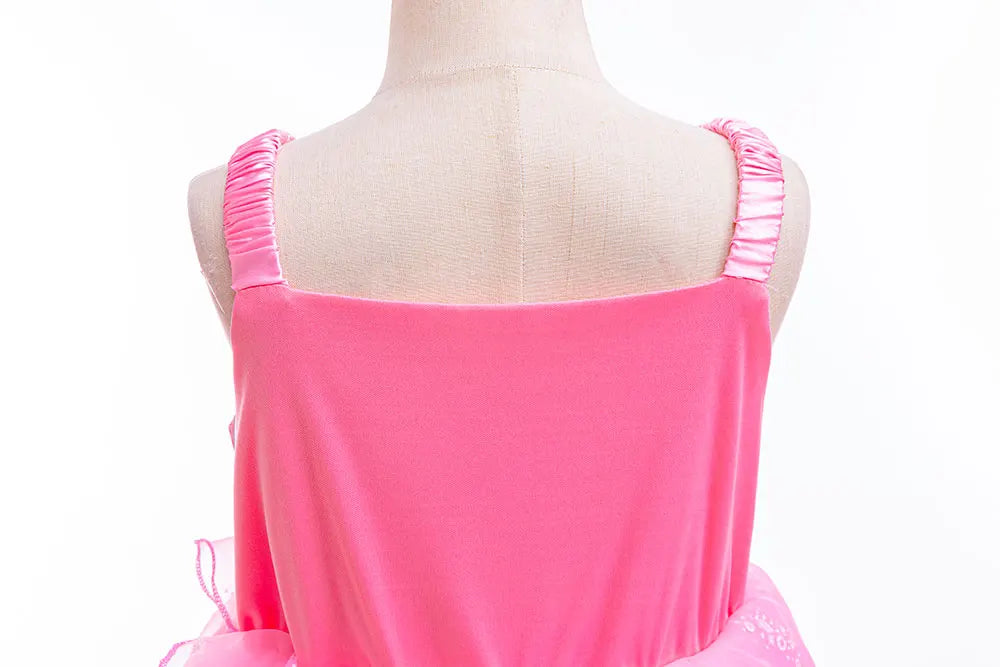 Kids Fairy Glinda Costume Wicked Wizard of Ozland Halloween Girl Cosplay Charming Glinda Kind Witch of North Pink Princess Dress