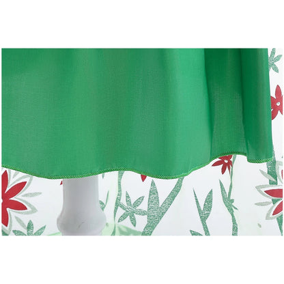 Elsa Green Dress for Kids Girl Princess  Costume Dresses  Children Long Cloak Floral Lace Ball Gown Summer