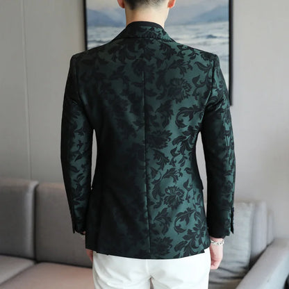 2025 Spring Luxury High-end Jacquard Men's Suit Coats British Style Men Slim Fit Casual Groom Wedding Dress Party Suit Blazers
