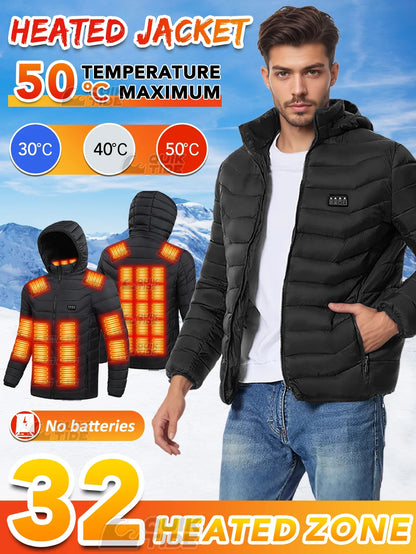 Intelligent Heating Jacket, 32-Heating Zones, 4-Switches, 3-Speed Adjustable, Suitable For Outdoor Activities,Indoor Work,Hiking