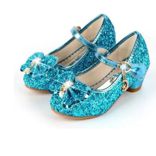 2026 Spring New Children's Shoes  Princess Shoes Girl's Fashion Sandals Crystal Princess Shoes Blue Pink Silver