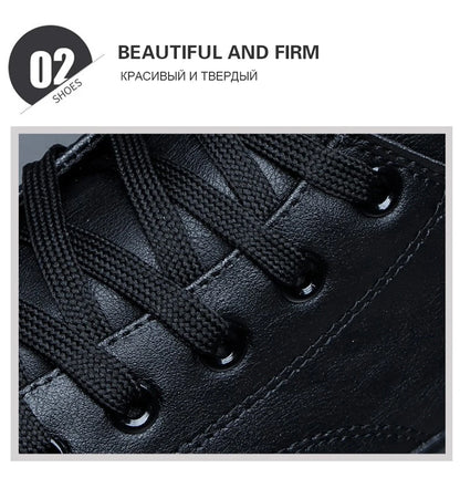 Ankle Boots Men Black PU Leather Shoes Autumn Winter Comfortable Platform Casual Shoes High-top 2022 Fashion Leahter Boots Man