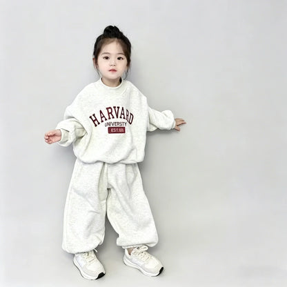 Children Clothing Sweatshirt Sets Autumn Baby Boys Girls Fashion Simple Letter Print Pullover Top+Pants 2PCS Suit Kids Tracksuit