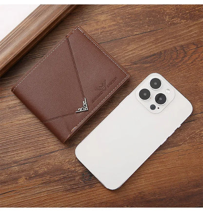 Portefeuille en cuir fin pour homme, blocage RFID, pliable, porte-cartes de crédit minimaliste, pince à billets
