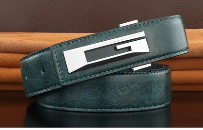 G letter belts men slide buckle designer luxury famous brand cowhide High Quality young boys fancy jeans Waistband green