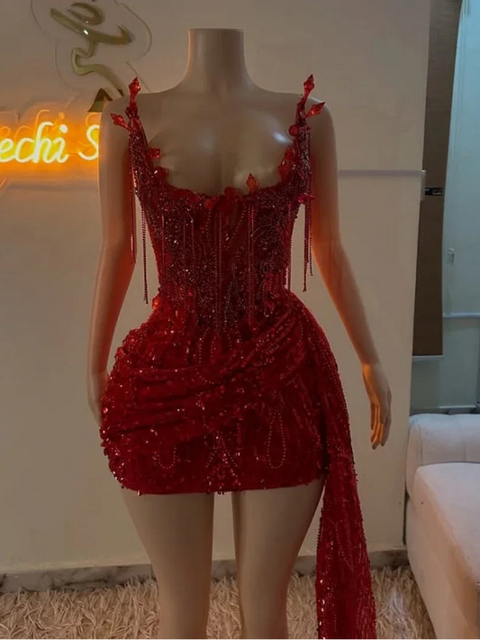 Sexy Short Prom Dress Beads Crystals Diamonds Birthday Party Gown Cocktail Homecoming Dresses Blackgirls Customized
