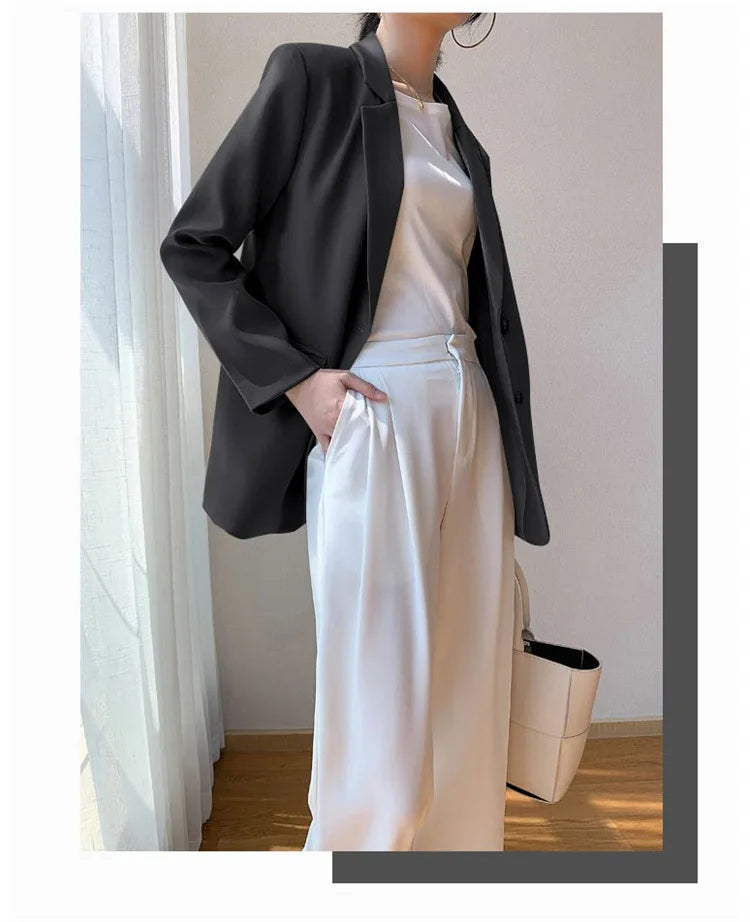 New Solid Color Blazer Coat Female Spring Autumn  Fashion Suit Jacket Ladies 2026  Advanced Long Sleeves Casual Tops Outwear