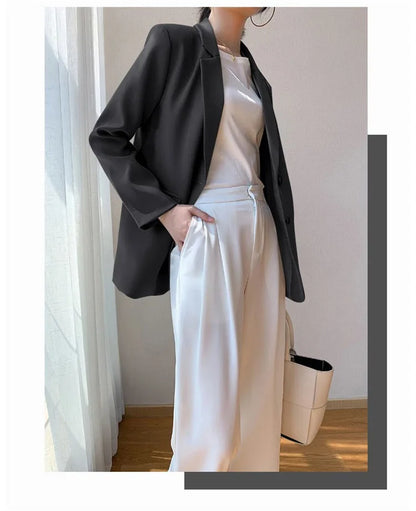 New Solid Color Blazer Coat Female Spring Autumn  Fashion Suit Jacket Ladies 2026  Advanced Long Sleeves Casual Tops Outwear