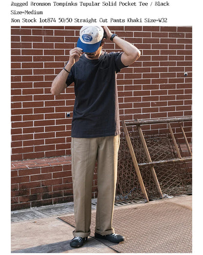 Rugged Bronson Loopwheel Tubular Pocket T-Shirt 220g Slub Cotton Men's Seamless Side Tee Short Sleeve