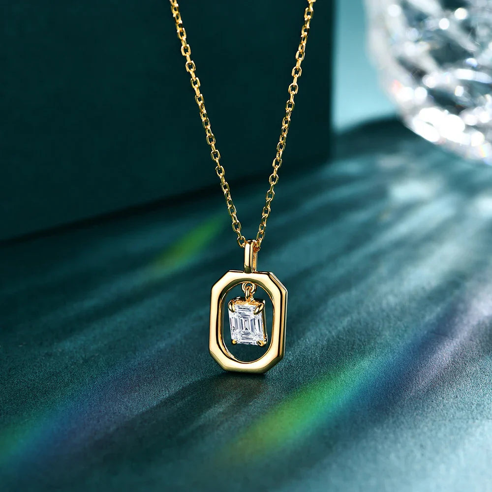 Top Quality Moissanite Diamond Necklace for Women Solid 10k 14k 18k Yellow Gold Penant Fine Jewelry Gifts Wholesale New