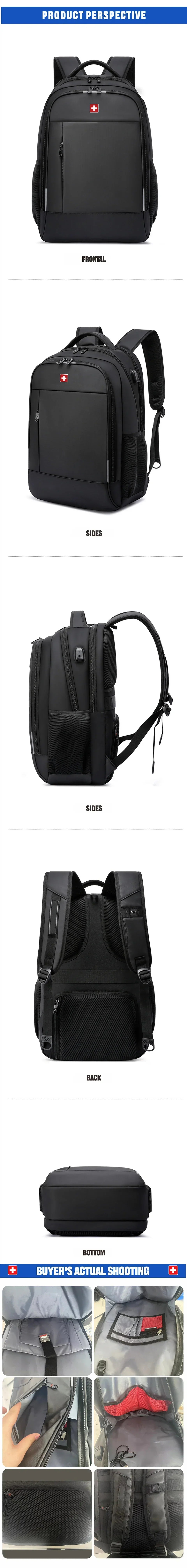 SWISS MILITARY Men Laptop Business Backpack Backpack 17 Inch Fashion School waterproof USB Large Capacity Bag mochilas Back Pack