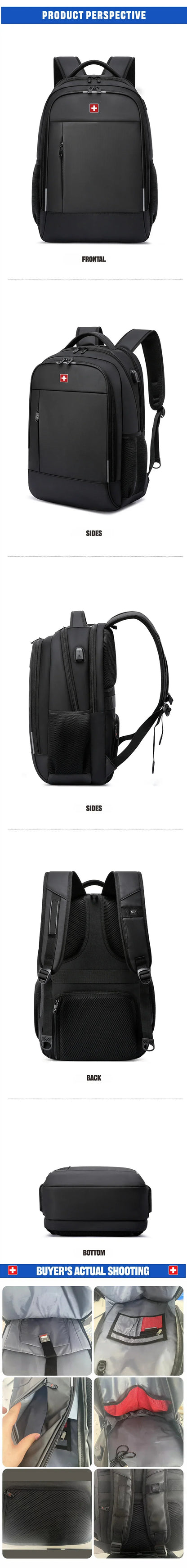 SWISS MILITARY Men Laptop Business Backpack Backpack 17 Inch Fashion School waterproof USB Large Capacity Bag mochilas Back Pack