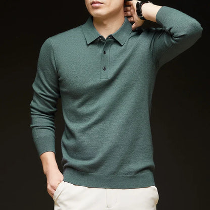Fashion Autumn And Winter New Cashmere Sweater Men's High Quality Pullover Casual Loose POLO Knitted Bottom Shirt Jacket Shirt