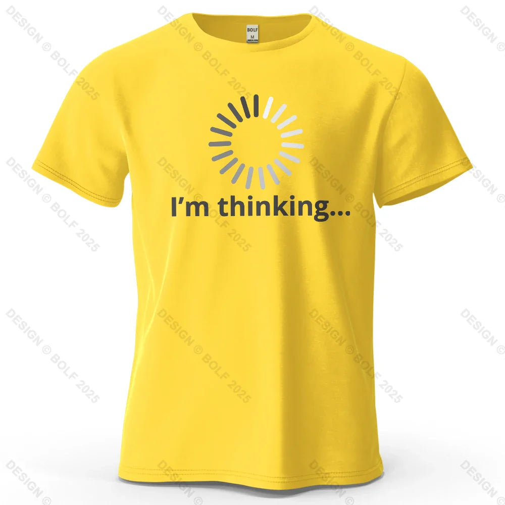 I'm Thinking Creative Printed Men's T-Shirt 100% Cotton Oversized Daily Graphic Tees for Women Tops Tees Casual Streetwear
