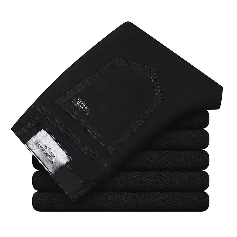 2026 Cotton Stretch Jeans Business Casual Men's Thin Denim Jeans Grey Spring Summer Brand New Fit Straight Lightweight