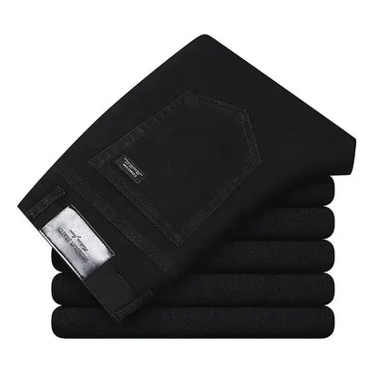 2026 Cotton Stretch Jeans Business Casual Men's Thin Denim Jeans Grey Spring Summer Brand New Fit Straight Lightweight