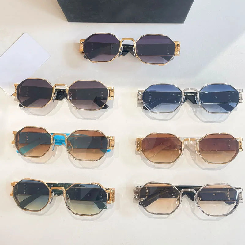 New Fashion Street Polygon Sunglasses Alloy Acetate for Men Women Classical High Quality UV400 Vintage Original Design with Case