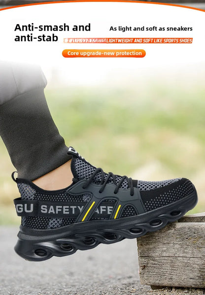 summer safety shoes lightweight work shoes with plastic toe comfortable work sneakers men anti-puncture breathable safety boots