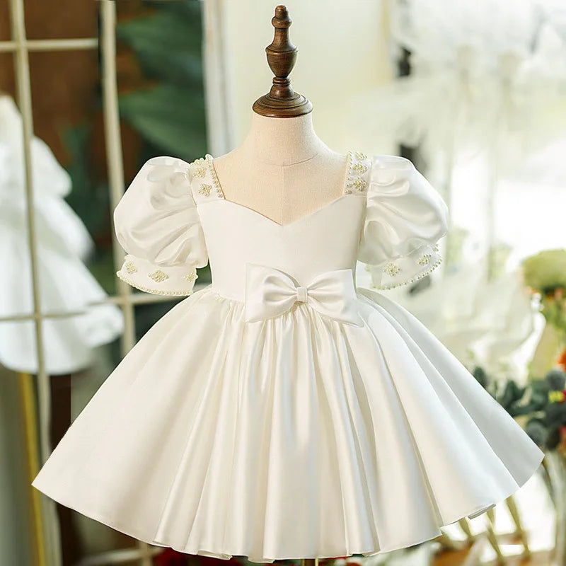 Classic Beading Princess Dresses For Kid Girls Birthday Party Infant Luxury Ball Gown Children Baptism Childen Formal Dresses