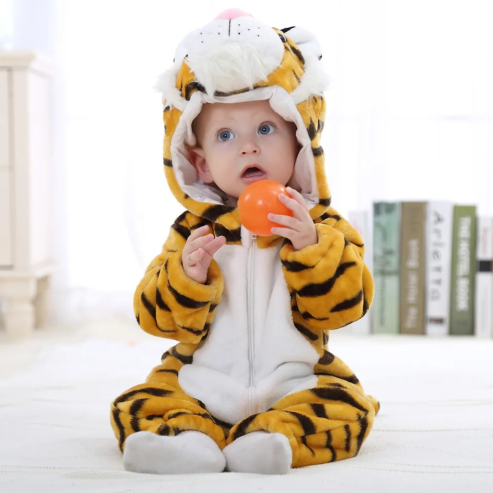 Cute Monkey Tiger Dinosaur Cosplay Costumes Boys Girls Toddler Animal Jumpsuit Baby Rompers Infant Clothes Pyjamas Kids Kigurumi