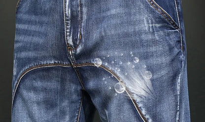 Male Cowboy Pants Straight Trousers with Pockets Blue Jeans for Men Retro Baggy Buggy Autumn Clothing Washed Original Winter Xs