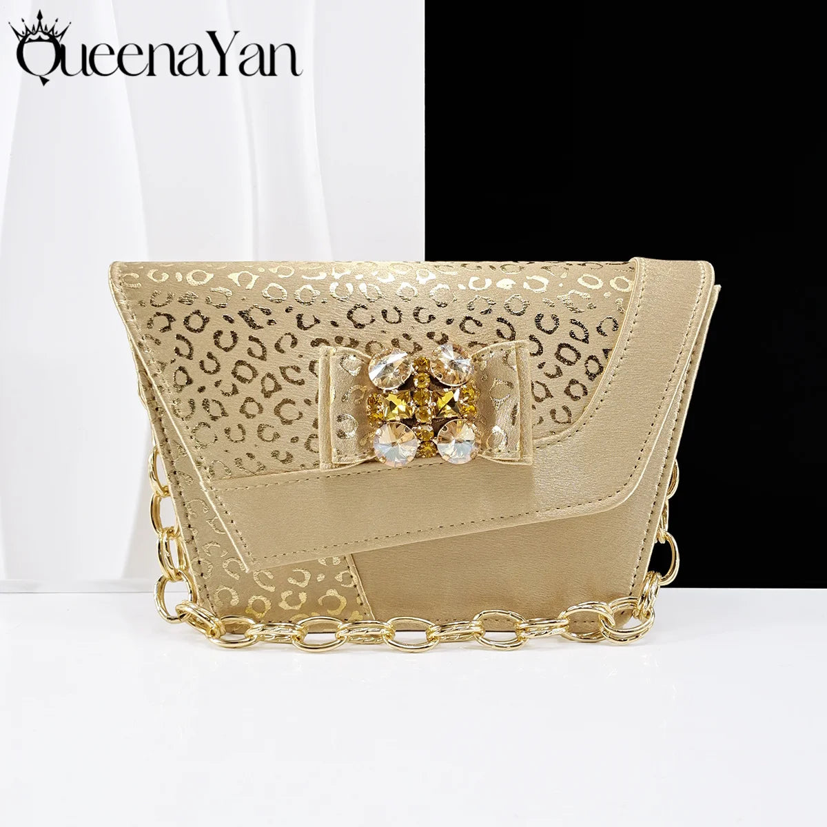 Queena Yan  2025 Shiny Italian Fashion Pointed Toe Women Heel Fashion Rhinestone Decoration Pink Color Shoes And Bag Set