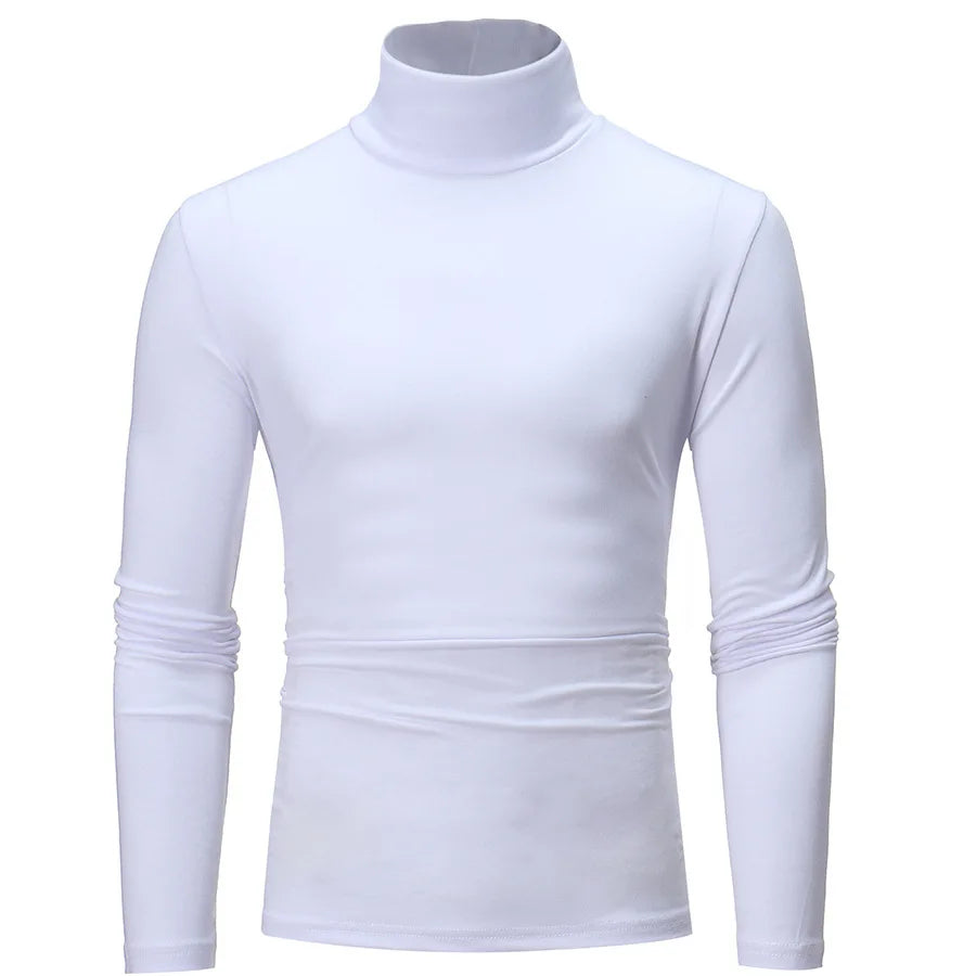 2pcs Men Thin Warm Tops Men's Autumn Long-sleeved Thermal Underwer Male High Collar Fashion T-shirt