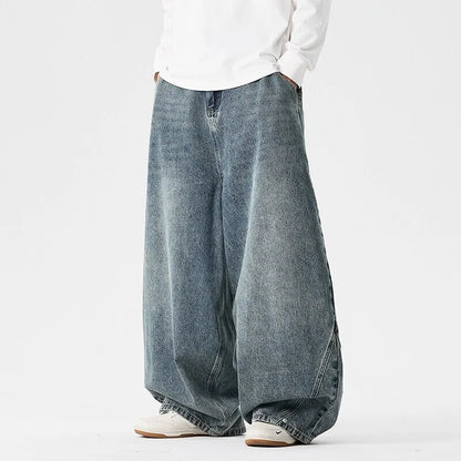 Spring Men Streetwear Denim Pants Men Harajuku Washed Baggy Jeans Men Y2K Fashion Punk Casual High Waist Wide Leg Pants