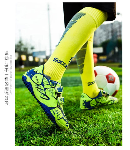 Kids Soccer Shoes Outdoor Non-Slip Football Sports Shoes Boy Training Shoes Child HOOK&LOOP Lightweight Children's Soccer Cleats