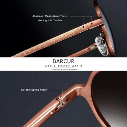 Vintage Aluminum Magnesium Sun Glasses Men Polarized Driving Sunglasses Round Steampunk Shades Brand Designer Eyewear