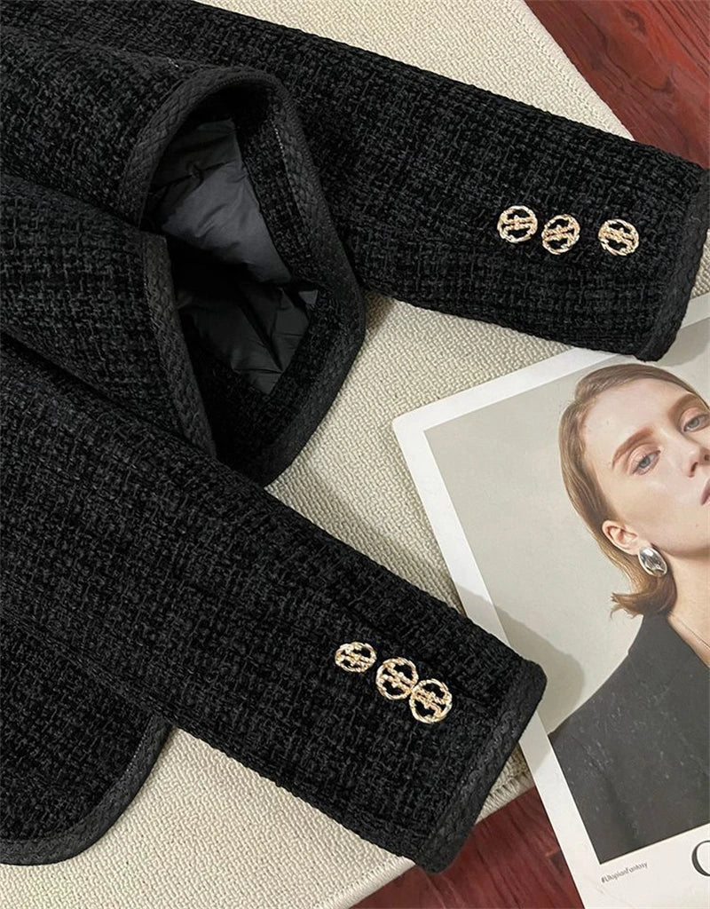 Spring Autumn New Single Breasted Pockets Round Neck Short Women Suit Jackets Long Sleeve Black WineRed Ladie Blazer Tops Trend