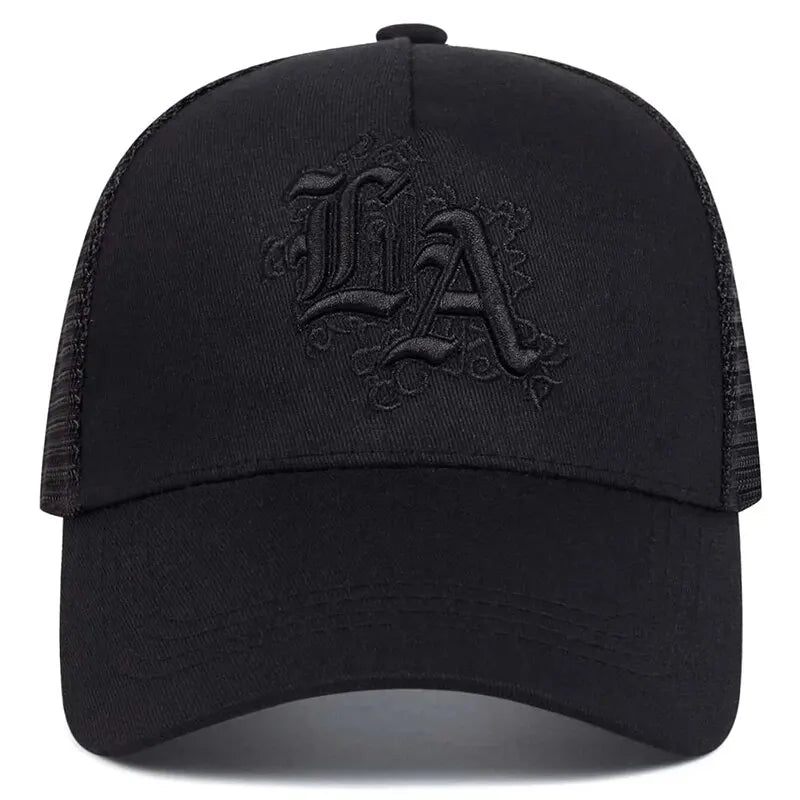 Unisex LA Letter Embroidery Baseball Net Caps Spring and Summer Outdoor Adjustable Casual Hats Sunscreen Hat