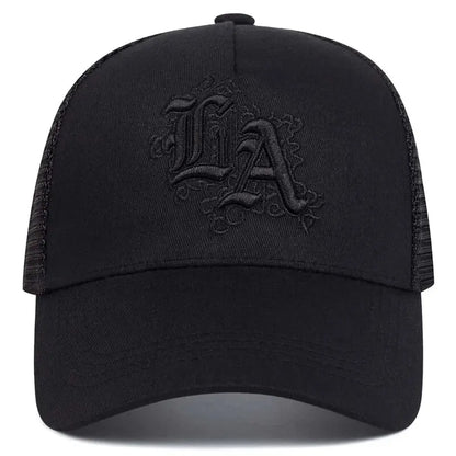 Unisex LA Letter Embroidery Baseball Net Caps Spring and Summer Outdoor Adjustable Casual Hats Sunscreen Hat
