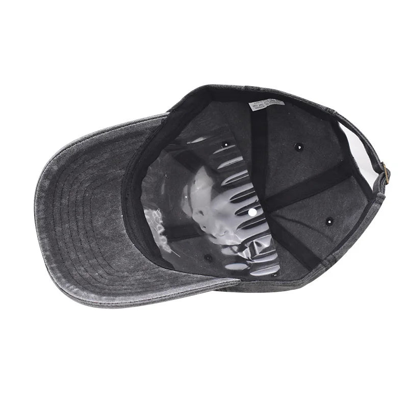 Washed Cotton Wave Embroidered Baseball Cap Unisex Adjustable Dad Hat Casual Retro Style Cap for Men Women Daily Street Wear