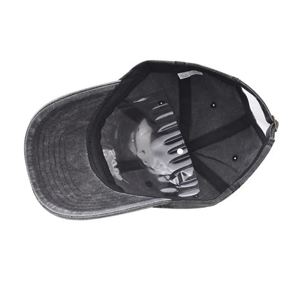 Washed Cotton Wave Embroidered Baseball Cap Unisex Adjustable Dad Hat Casual Retro Style Cap for Men Women Daily Street Wear